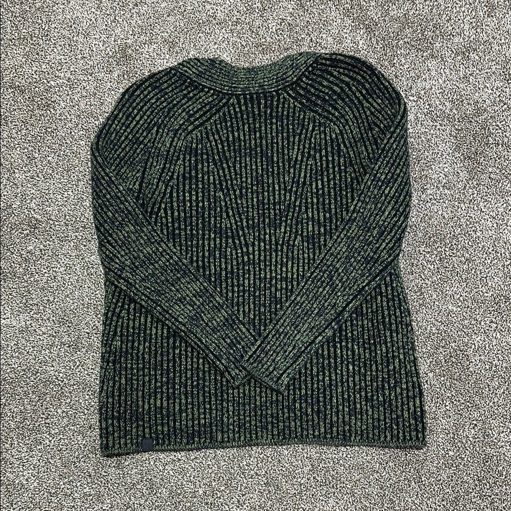 Lululemon Cotton-Cashmere Blend Sweater Cardigan Wrap Green Black Size 2 - Picture 10 of 12